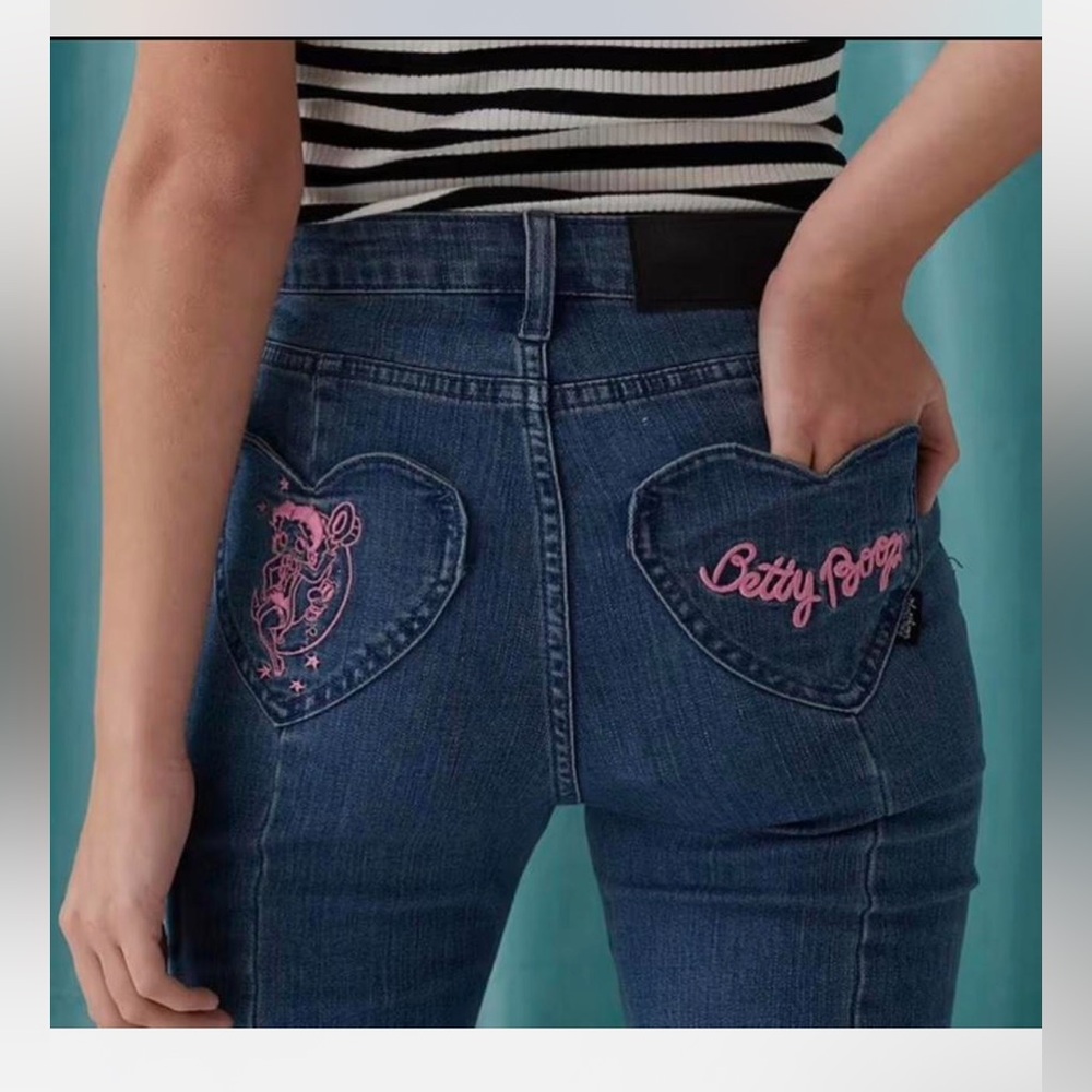 Lazy Oaf Blue and Pink Betty Boop Skinny Jeans